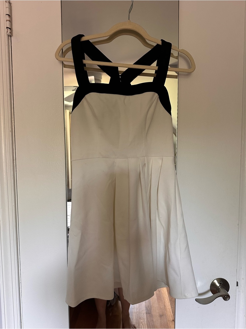 BCBGeneration Black and White Crisscross Strap Mini Dress